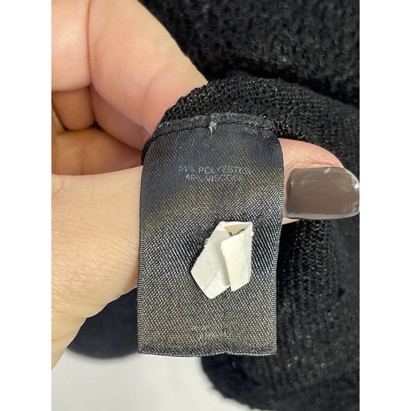 ROBBI & NIKKI Black Woven Knit Tank Layered Long Sleeve Sweater Size LARGE - Picture 4 of 6